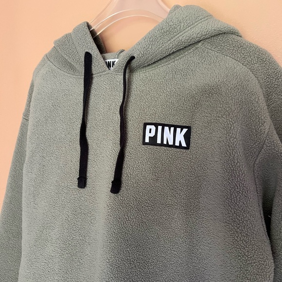 Pink by Victoria Secret hoodie. XS hunter green gray color with black trim. - Picture 2 of 5
